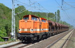 LOCON Doppeltraktion 206/212 095-4 + 207/212 358-6 mit Schotterzug am 10.05.16 Berlin-Hohenschönhausen.