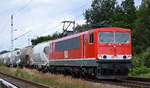 MEG 706 (155 119-1) mit dem täglichen Zementstaubzug (leer) Richtung Industrieübergabe Nordost am 04.08.17 Mühlenbeck bei Berlin.