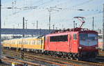 WFL 155 159-7 nahm am 29.11.17 den DB Netz Schienenprüfexpress 719 001 (99 80 9429 001-7 D-DB) an den Haken um den Zug ab Bf. Berlin-Lichtenberg abzutransportieren (Überführung?).