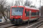 Auch die DB fhrt regelmig ihre RegioShuttle der BR 650 zur Wartung und Inspektion ins Stadler Werk Berlin-Pankow. Hier unterwegs mit 650 021 der RAB (Regional Bahn Alb-Bodensee, Tbingen) am 26.02.10 Berlin-Karow.
