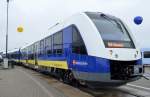 Alstom präsentiert den inzwischen in Deutschland regional schon in verschiedenen Regionen erfolgreich eingesetzten Dieseltriebzug LINT 54, hier einer für die Landesverkehrsgesellschaft