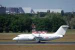 Die bulgarische Hemus Air ist gerade mit einer British Aerospace BAe 146-200/Avro Regional Jet RJ85 (LZ-HBB) in Berlin-Tegel gelandet, 24.05.09