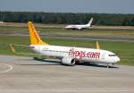 Die trkische Charter-u. Linienfluggesellschagt Pegasus Airlines mit Boeing 737-82R (TC-AAL) auf dem Weg zur Parkposition Flughafen Berlin-Tegel, 21.08.10