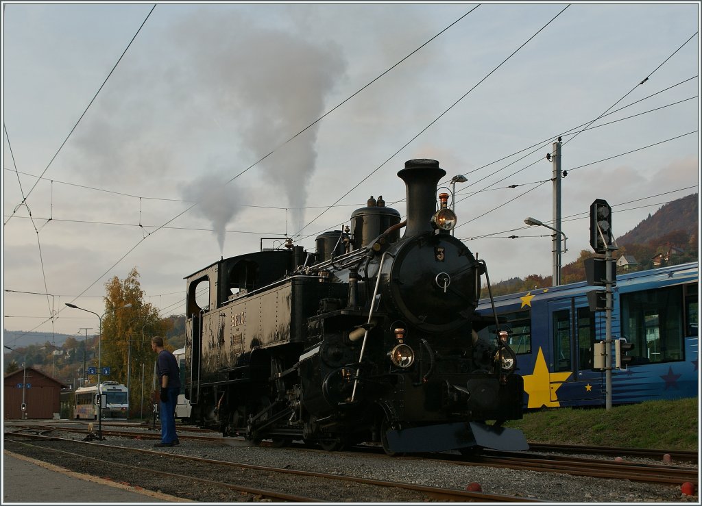 Die BFD N�3 bei der Blonay-Chamby Bahn in Blonay.
30. Okt. 2011
