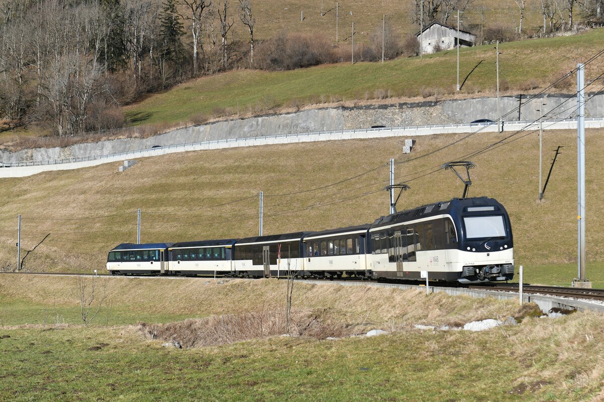2025-01-25.MOB Rossinière
Automotrice Stadler Surf 
ABeh 2/6 7505 en Um 7503 *Blonay-Chamby 