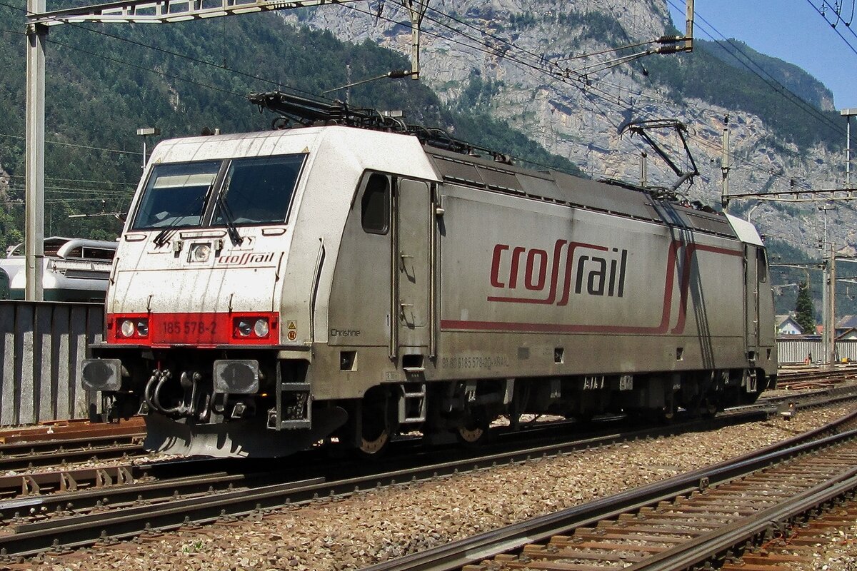 Am 6 Juni 2015 steht Crossrail 186 578 'CHRISTINE'  in Erstfeld.