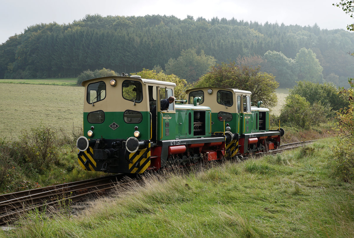 BE: Brohltalbahn.
D1 und D2 auf Rangierfahrt in Engeln am 23. September 2017.
Foto: Walter Ruetsch