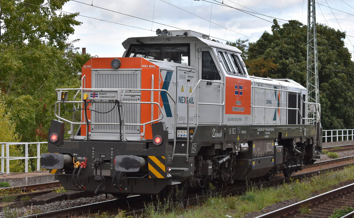 BEG - Bocholter Eisenbahngesellschaft mbH, Dinslaken [D] mit der geleasten Nexrail AssetCo Sàrl DE 18 Stage V Lok,Name:  Zeinab  [NVR-Nummer: 92 80 4185 126-4 D-NXRL]  
am 11.09.25 Höhe Bahnhof Magdeburg-Neustadt.