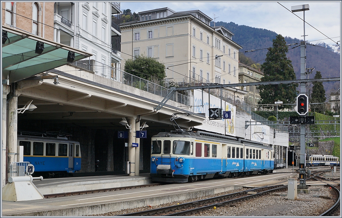 Der MOB ABDe 8/8 4001 SUISSE in Montreux.
12. April 2018