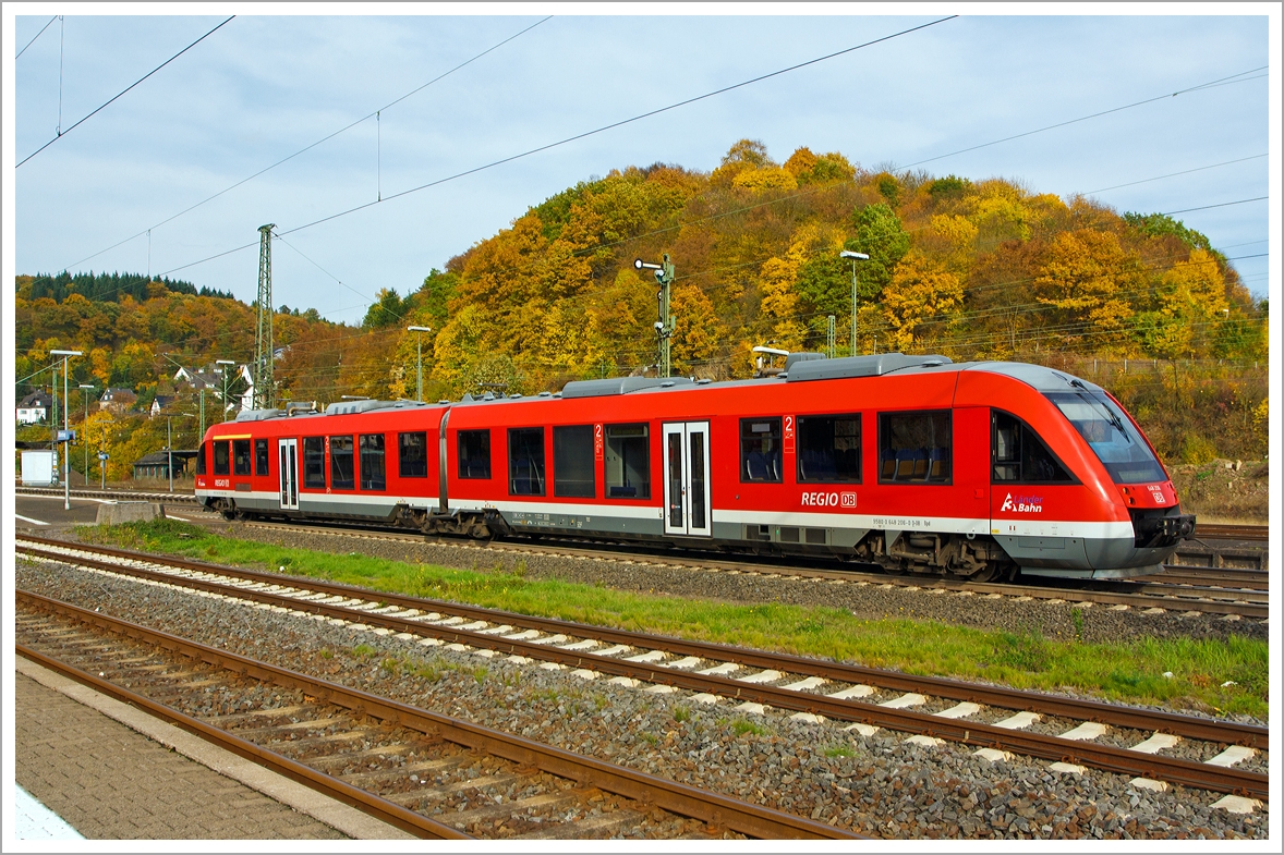 Dieseltriebwagen 648 206 / 706 ein Alstom Coradia LINT 41 der DreiL�nderBahn als RB 95 (Au/Sieg-Siegen-Dillenburg), am 22.10.2013 an der Endstation dem Bahnhof Dillenburg, er f�hrt gerade in den Abstellbereich bzw. Wartebereich.