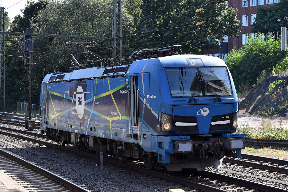 EGP - Eisenbahngesellschaft Potsdam mbH, Potsdam [D] mit ihrer Smartron  192 102  [NVR-Nummer: 91 80 6192 102-2 D-EGP] am 27.08.26 H�he Bahnhof Hamburg-Harburg.