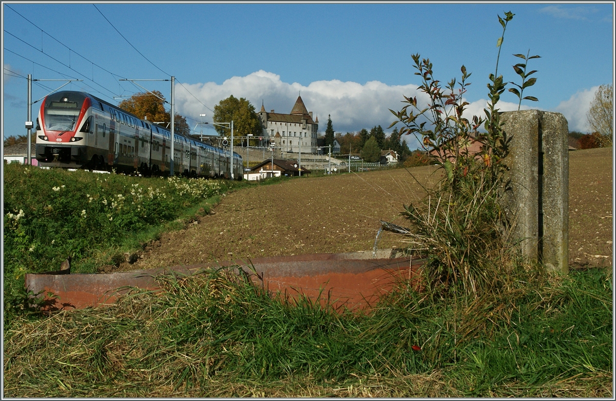 Ein RABe 511 als RE Romont - Gen�ve bei Oron. 
30. Okt. 2014