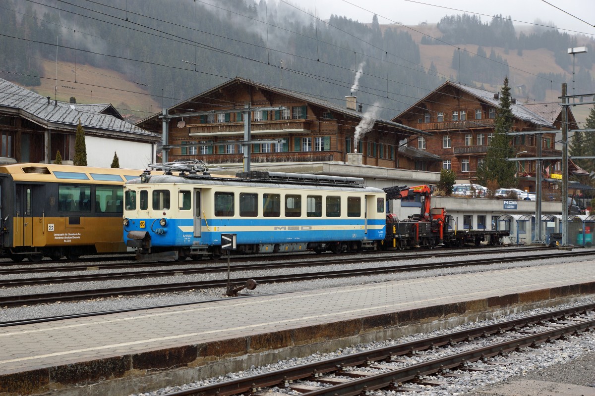 MOB: Die gegenw�rtigen Heimatbahnh�fe der ehemaligen  TESSINER  und deren Eins�tze. Der Be 4/4 1002, ehemals BA wird noch ab Zweisimmen im Bahndienst eingesetzt, wie die Aufnahme vom 2. Januar 2016 zeigt.
Foto: Walter Ruetsch