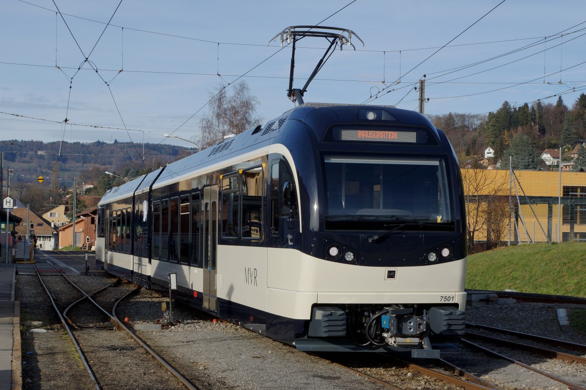MVR: Meine erste Portraitaufnahme vom neuen MVR ABeh 2/6 7501, entstanden nach der Ankunft in Blonay am 11. Dezember 2015.
Foto: Walter Ruetsch