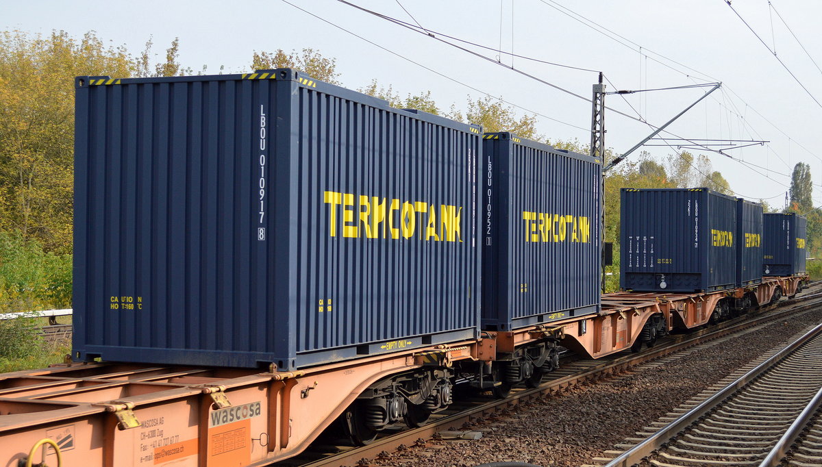 Nochmals mehrere 20’ Standard Container Aufschrift  TERMOTANK , eine Recherche erbrachte bisher keine Ergebnisse zu diesen Containern, 28.09.17 Berlin-Hohenschönhausen.