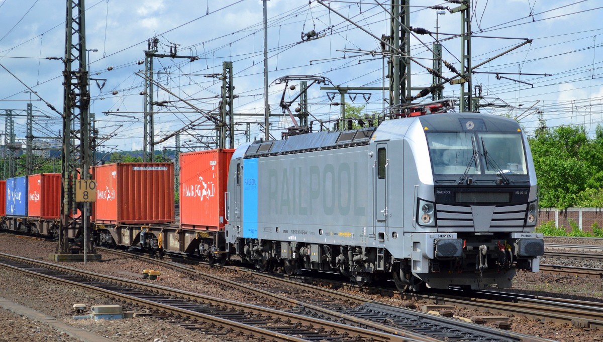 Railpool Mietlok Siemens Vectron 193 801-8 (91 80 6193 801-8 D-Rpool, Siemens für EVB/MWB tätig am 23.05.14 Durchfahrt Bhf. Fulda.