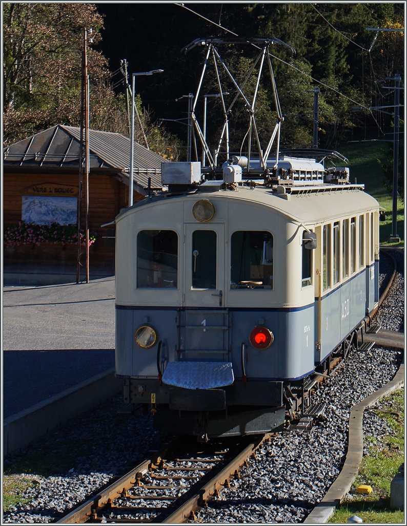 Restaurierter ASD BCFe 4/4 N° 1 bei Vers l'Eglise. 18. Okt. 201