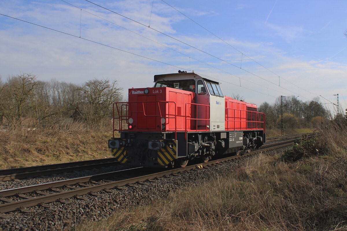 Solofahrt für RailFlex Lok-3 durch Kaarst am 21 Februar 2025.