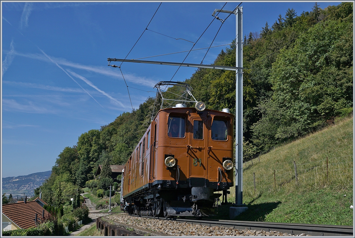 Zwei Ge 4/4 81 Bilder die auf ihre Art zusammengehören: Nachdem ich die Ge 4/45 81 mit ihrem Riviera Belle Epoque Zug von Montreux nach Chaulin kurz nach Chernex wie hier zu sehen fotografiert hatte, wollte ich langsam nach Chaulin zurück laufen...

8. Sept. 2018