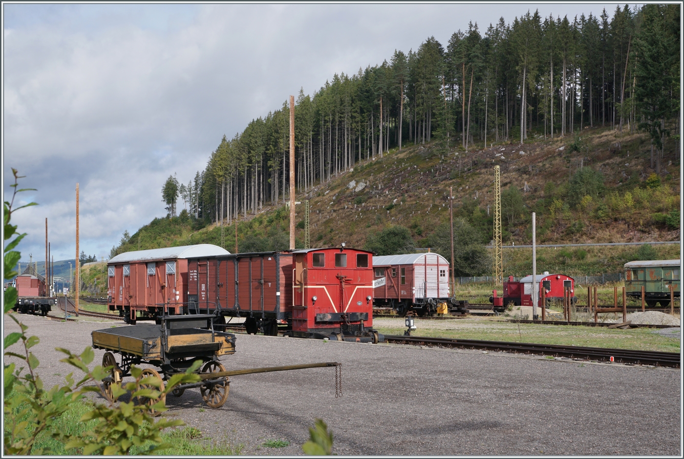 Damals... Eine herrliche Szene einer Landstation, welche damals noch regen G�terverkehr aufwies, zudem wurden die G�ter noch mit Pferdefuhrwerken angekarrt bez. weitertransportiert. Heute... hat der lokale G�terverkehr praktisch ausgedient. Doch heute k�mmern sich in Verdankens werter Weise das eine oder andere Museum darum, Vergangenes zu zeigen. Das Bild entstand Schwarzwald in Seebrugg, bei der IG 3Seenbahn e.V. und zeigt neben der bereits angesprochenen Ambiente den Breuer Lokomotor 171 der AEV (Achert�ler Eisenbahnverein) der hier als Leihgabe im Einsatz ist. dahinter stehen die beiden G�terwagen Typ G02  Hannover  N� 56712 und der Epoche m�ssig moderne Gmms60 DB 162 450. 23. September 2023