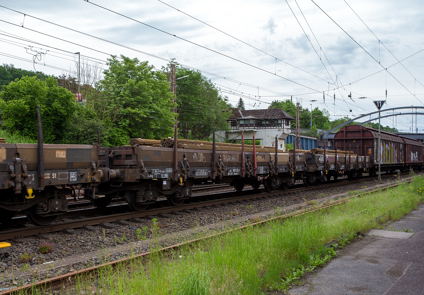 Vierachsiger Drehgestellflachwagen mit Seiten- und Stirnwandklappen, sowie mit Drehrungen, 31 80 394 8 024-5 D-DB der Gattung Remms 665, der DB Cargo AG, am 21 Mai 2024, beladen mit Rundstahl, im Zugverband bei der Zugdurchfahrt in Kreuztal. Davor noch der Remms 665 Wagen 31 80 3948 214-2 D-DB.

Die Wagen haben abklappbare Aluminium-Seitenborde, die durch 10 Fallrungen gesichert werden. Auf Feststellbremsen und die selbsttätige Lastabbremsung wurde bei den Remms 665 verzichtet.

Der Wagen dient mit aufgeklappten Ladeschwellen zur Beförderung von schweren Walzprofilen und anderen sperrigen und schweren Gütern.
Mit eingeklappten Ladeschwellen, also mit ebener Ladefläche, eignet er sich auch für die Beförderung von schweren Kettenfahrzeugen.

Vor den umklappbaren Stirnwandklappen sind je zwei absenkbare Rungen angeordnet. Der Wagen kann mit umgelegten Stirnwandklappen und abgesenkten Rungen gefahren werden. An jeder Längsseite des Wagens sind 6 Drehrungen und im Fußboden insgesamt 12 absenkbare Verzurreinrichtungen angeordnet. Mit heruntergeklappten Seitenwandklappen kann der Wagen nur mit Lademaßüberschreitung befördert werden. Der Fußboden besteht aus Kiefernbohlen mit den Abmessungen 70 x 180 mm. Er kann eine Radlast von 5,0 t aufnehmen. Im Fußboden sind 6 geteilte, klappbare Ladeschwellen eingebaut.

TECHNISCHE DATEN:
Spurweite: 1.435 mm (Normalspur)
Gattung/Bauart: Remms 665 
Erstes Baujahr:1976, dieser 1976 durch MAN Nürnberg
Anzahl der Achsen: 4 in 2 Drehgestellen
Länge über Puffer: 14.040 mm
Drehzapfenabstand: 9.000 mm
Achsabstand in den Drehgestellen: 1.800 mm
Eigengewicht: 21.200 kg
Ladelänge: 12.644 mm
Ladebreite: 2.780 mm
Ladefläche: 36,0 m²
Bordwandhöhe:  520 mm
Rungenhöhe: 1.275 mm
Maximale Ladegewicht: 58,5 t (ab Streckenklasse C)
Höchstgeschwindigkeit: 100 km/h (beladen) / 120 km/h (leer)
Kleinster befahrbarer Gleisbogenhalbmesser: 35 m
Bauart der Bremse: KE-GP (LL)
Bremssohle: IB 116
Art der Lastabbremsung: zweistufig, mechanisch, von Hand umzustellen
Intern. Verwendungsfähigkeit: RIV

Die Bedeutung der Gattung Remms:
R =    Drehgestellflachwagen in Regelbauart 
e =     mit klappbaren Seitenwänden
mm = Ladelänge unter 15 m
s =     zugelassen für Züge bis 100 km/h (beladen)
665 = Bauartnummer
