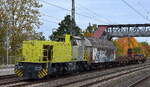 LOCON LOGISTIK & CONSULTING AKTIENGESELLSCHAFT mit der angemieteten Alpha Trains Mak G 1206 Lok  1130  (NVR:   92 80 1275 109-7 D-ATLD ) und dem Bahnbetriebszug f�r die Berliner S-Bahn Werkst�tten am 15.10.26 H�he Bahnhof Saarmund. 