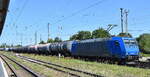 HSL Logistik GmbH, Hamburg-Tiefstack [D] mit der geleasten ATLU Lok  185 510-5  [NVR-Nummer: 91 80 6185 510-5 D-ATLU] und einem Kesselwagenzug für Dieselkraftstoff am 20.06.25 Höhe Bahnhof