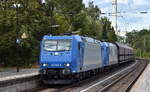 VPS - Verkehrsbetriebe Peine-Salzgitter GmbH, Salzgitter [D] mit der Doppeltraktion geleaster ATLU Loks  185 518-8  [NVR-Nummer: 91 80 6185 518-8 D-ATLU] +  185 514-7/5612  [NVR-Nummer: 91 80 6185 514-7 D-ATLU] und einem Kohle-/Kokstransportzug aus Hamburg am 14.09.26 Durchfahrt Bahnhof Uelzen.