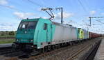 ArcelorMittal Eisenhüttenstadt Transport GmbH, Eisenhüttenstadt mit den geleasten Alpha Trains Loks  185 633-5  [NVR-Nummer: 91 80 6185 633-5 D-ATLU] +  185 603-8  [NVR-Nummer: 91 80 6185