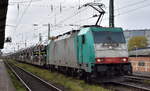 Crossrail Benelux N.V., Antwerpen-Borgerhout [B] mit der geleasten ATLU Lok   E 186 213  [NVR-Nummer: 91 88 7186 213-5 B-ATLU] und einem PKW-Transportzug (fabrikneue Toyota Modelle) Richtung Falkenberg Elster am 29.10.26 H�he Bahnhof Magdeburg Neustadt.