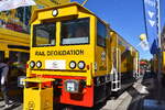 Die SVI S.p.a. ist ein italienischer Hersteller, hier ein Bahndienstspezialfahrzeug Typ VDR 40  RAIL DEOXIDATION  (Schienendesoxidation ist ein Metallurgisches Verfahren zur Entfernung von gel�stem Sauerstoff aus fl�ssigem Stahl w�hrend der Herstellung von schweren Schienen, um Defekte zu vermeiden und die strukturelle Z�higkeit zu verbessern) pr�sentiert auf der InnoTrans 2026 Berlin, 23.09.26