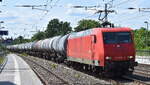 HSL Logistik GmbH, Hamburg [D]  mit der geleasten BRLL Lok  145 093-1  [NVR-Nummer: 91 80 6145 093-1 D-BRLL] und einem Kesselwagenzug (f�r Dieselkraftstoff) am 08.06.26 H�he Bahnhof Saarmund. 