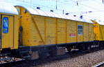 Bahndienstwagen (Wohnwagen) der DB Bahnbau Gruppe mit der Nr.