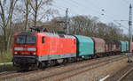 143 177-4 mit einem Coiltransportzug Richtung Oranienburg am 31.03.17 Mühlenbeck bei Berlin.