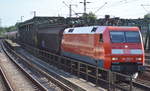 152 170-7 mit gemischtem Güterzug bei den Brücken über die Müggenburger Durchfahrt in Hamburg Veddel am 20.06.17