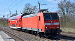 DB Regio AG - Region Südost, Fahrzeugnutzer: S-Bahn Dresden, Dresden mit ihrer  146 007-0  (NVR:  91 80 6146 007-0 D-DB ) und einem DB Regio Doppelstockwagen am Haken uf Betriebsfahrt am 10.04.25