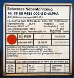   Anschriftentafel von dem ex Motorturmwagen BRX 535, Schweres Nebenfahrzeug Nr.