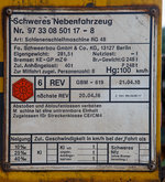   Die Anschrifentafel des LORAM Schienenschleifmaschine RG 48, Schweres Nebenfahrzeug Nr.