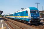 Die Siemens ER 20   Herkules  223 068-8 (92 80 1223 068-8 D-VBG) am 01.07.2015 beim Halt, mit dem ALX 84110  (alex) M�nchen Hbf - Hof Hbf, im Bahnhof Marktredwitz.
