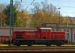 Die 294 865-1 (V90 remotorisiert) der DB Schenker steht am 20.03.2014 beim G�terbahnhof in Kreuztal.
