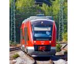 In Doppeltraktion die zwei Alstom Coradia LINT 27 - 640 029 und 640 012 der DreiL�nderBahn fahren gleich (06.09.2013) als RB 95  Sieg-Dill-Bahn  (Au/Sieg - Siegen .
