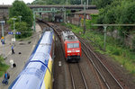 DB: Leermaterialzug mit der 152 014-7 in Hamburg-Harburg am 9.