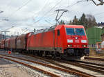 Die 185 302-7 (91 80 6185 302-7 D-DB) der DB Cargo AG f�hrt am 07.03.2020 mit einem gem.