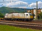   Die nicht gerade saubere E 186 312-5 der Euro Cargo Rail SAS fährt mit einem Containerzug am 31.05.2014 durch Neustadt an der Weinstraße.
