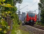   Der dreiteilige Bombardier Talent 2 (442 114 / 442 614) der DB Regio als SE 40 Mittelhessen-Express (Frankfurt Hbf - Gie�en - Dillenburg) hat am 02.06.2014 Wetzlar verlassen und f�hrt weiter in