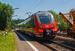 Der vierteilige Bombardier Talent 2 der DB Regio 442 790 / 442 290 erreicht am 20.07.2013, als SE 40 Mittelhessen-Express (Frankfurt Hbf - Gießen - Dillenburg) Bahnhof Katzenfurt (Lahn-Dill-Kreis). 

Am Gleis 2 findet gerade ein Vollaushub statt. 