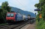 SBB Cargo 482 007-2 durchf�hrt am 22.08.2015 den Bahnhof Namedy (linke Rheinstrecke) 