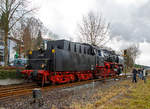   Die 50 3501-9 des Meininger Dampflokwerkes, ex DR 50 3501-9, ex DR 50 380, am 03.02.2018 mit eine Dampfsonderzug der Eisenbahnfreunde Treysa e.V.