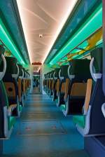   Innenansicht von dem auf der InnoTrans 2014 (hier am 26.09.2014) präsentierten Newag Dieseltriebwagen 222M für die Koleje Mazowieckie (deutsch Masowische Eisenbahnen), hier der 222M-001