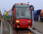   Der t�rkische Hersteller Durmazlar Railway Systems (DURMARAY) pr�sentierte auf der InnoTrans 2014 in Berlin (26.09.2014) das 100%-Niederflur-Stra�enbahn-Triebwagen   Silkworm“ ( Seidenraupe )